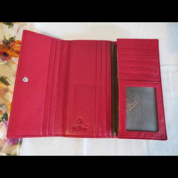 NWT Genuine Leather Red Long Wallet with Box and Dust Bag - Picture 8 of 17